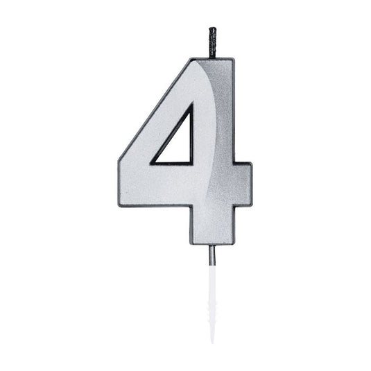 Globos taartkaars 6cm metallic zilver no.4