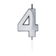 Globos taartkaars 6cm metallic zilver no.4