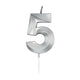 Globos taartkaars 6cm metallic zilver no.5