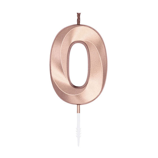 Globos taartkaars 6cm metallic rose goud no. 0