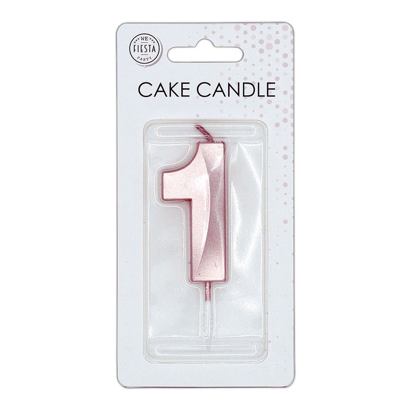 Afbeelding laden in galerijviewer, Globos taartkaars 6cm metallic rose goud no. 1
