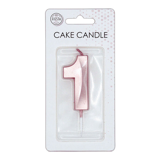 Globos taartkaars 6cm metallic rose goud no. 1