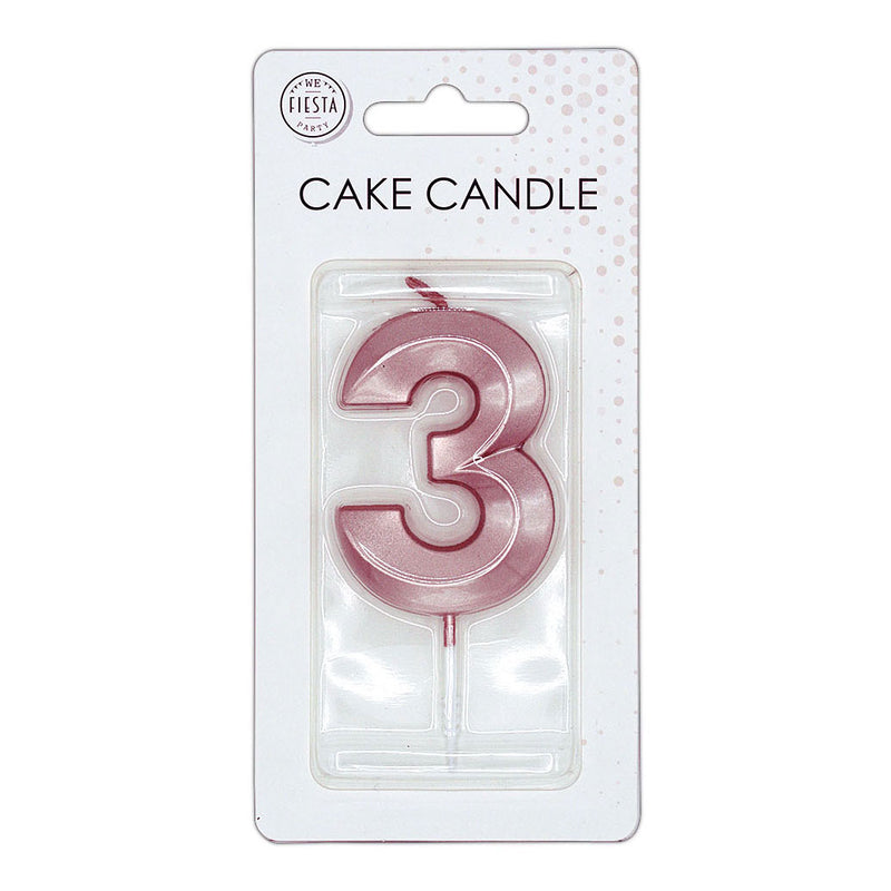 Afbeelding laden in galerijviewer, Globos taartkaars 6cm metallic rose goud no. 3
