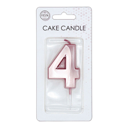 Globos taartkaars 6cm metallic rose goud no. 4