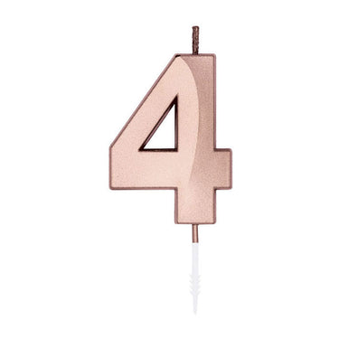 Globos taartkaars 6cm metallic rose goud no. 4