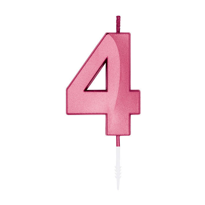 Afbeelding laden in galerijviewer, Globos taartkaars 6cm metallic licht roze no. 4
