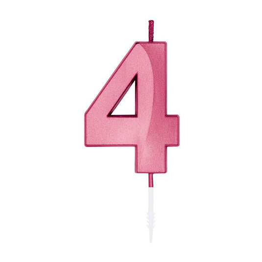 Globos taartkaars 6cm metallic licht roze no. 4