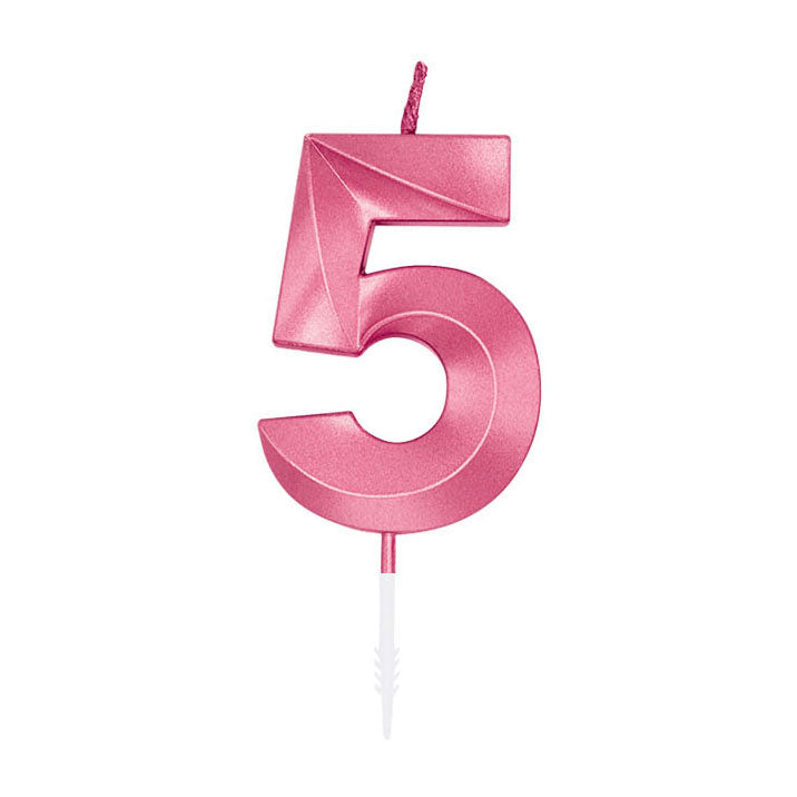 Afbeelding laden in galerijviewer, Globos taartkaars 6cm metallic licht roze no. 5
