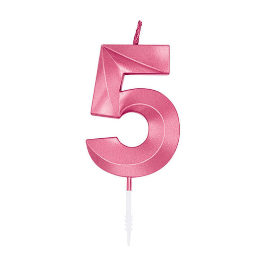 Globos taartkaars 6cm metallic licht roze no. 5