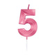 Globos taartkaars 6cm metallic licht roze no. 5