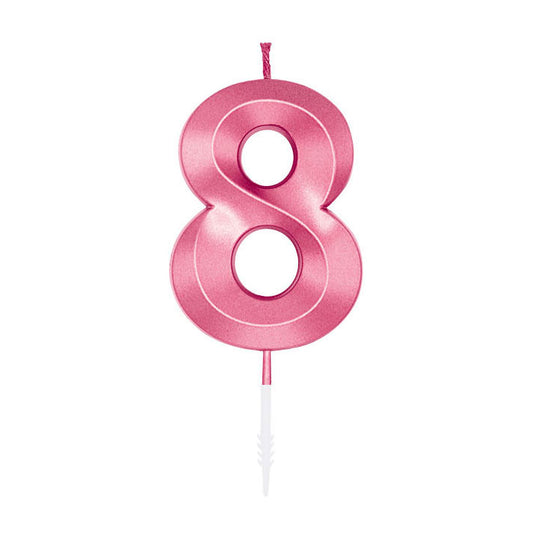 Globos taartkaars 6cm metallic licht roze no. 8