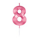 Globos taartkaars 6cm metallic licht roze no. 8