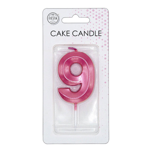Globos taartkaars 6cm metallic licht roze no. 9