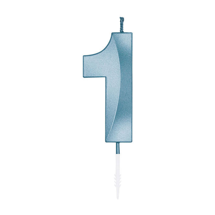 Afbeelding laden in galerijviewer, Globos taartkaars 6cm metallic licht blauw no. 1
