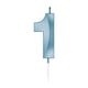 Globos taartkaars 6cm metallic licht blauw no. 1