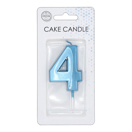 Globos taartkaars 6cm metallic licht blauw no. 4