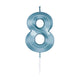 Globos taartkaars 6cm metallic licht blauw no. 8
