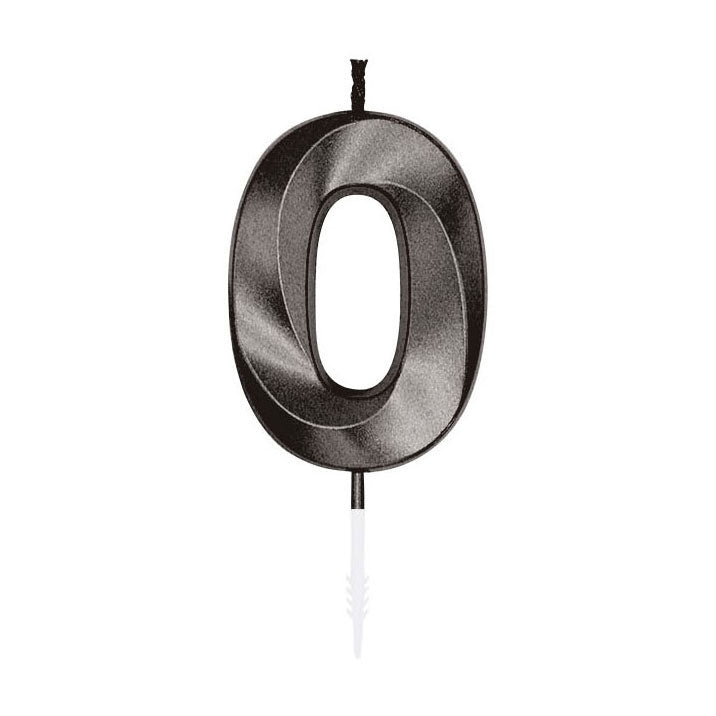 Afbeelding laden in galerijviewer, Globos taartkaars 6cm metallic zwart no. 0
