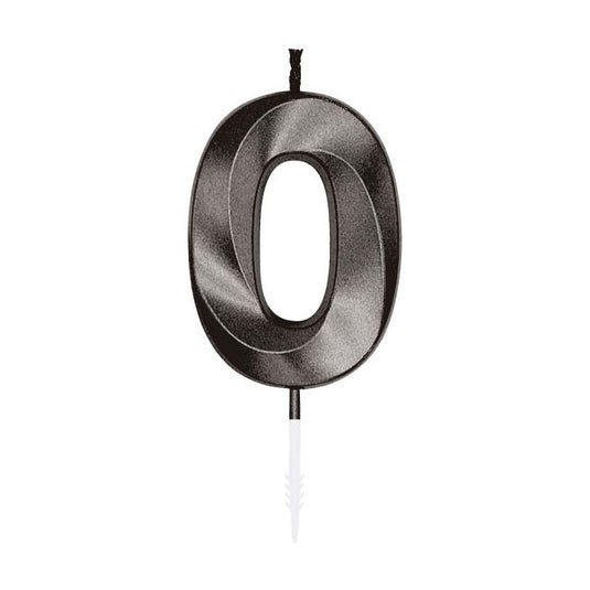 Globos taartkaars 6cm metallic zwart no. 0