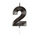 Globos taartkaars 6cm metallic zwart no. 2