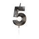 Globos taartkaars 6cm metallic zwart no. 5