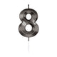 Globos taartkaars 6cm metallic zwart no. 8