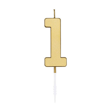 Globos taartkaars 4,5cm metallic goud no. 1