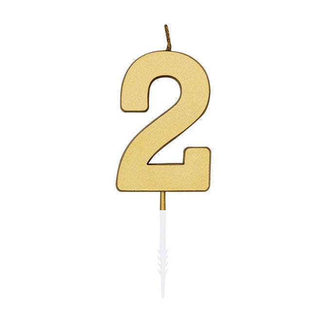Afbeelding laden in galerijviewer, Globos taartkaars 4,5cm metallic goud no. 2
