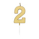 Globos taartkaars 4,5cm metallic goud no. 2