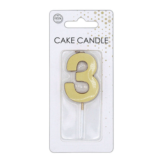 Globos taartkaars 4,5cm metallic goud no. 3