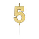 Globos taartkaars 4,5cm metallic goud no. 5