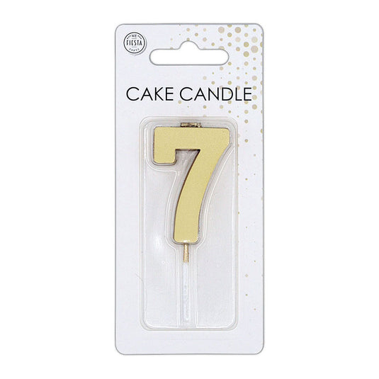 Globos taartkaars 4,5cm metallic goud no. 7