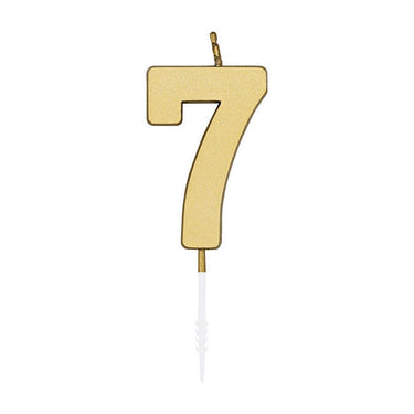 Globos taartkaars 4,5cm metallic goud no. 7