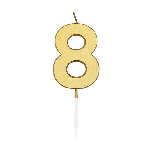 Globos taartkaars 4,5cm metallic goud no. 8