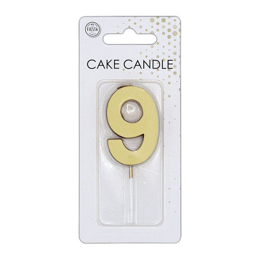 Globos taartkaars 4,5cm metallic goud no. 9