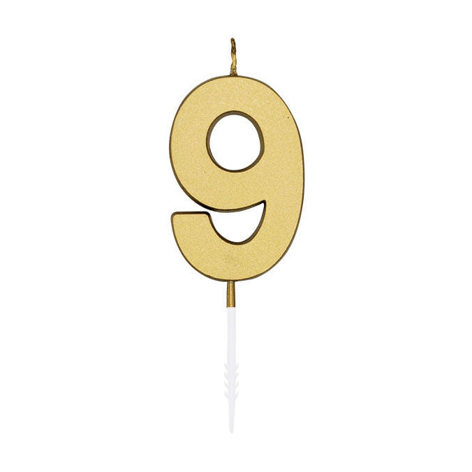 Afbeelding laden in galerijviewer, Globos taartkaars 4,5cm metallic goud no. 9
