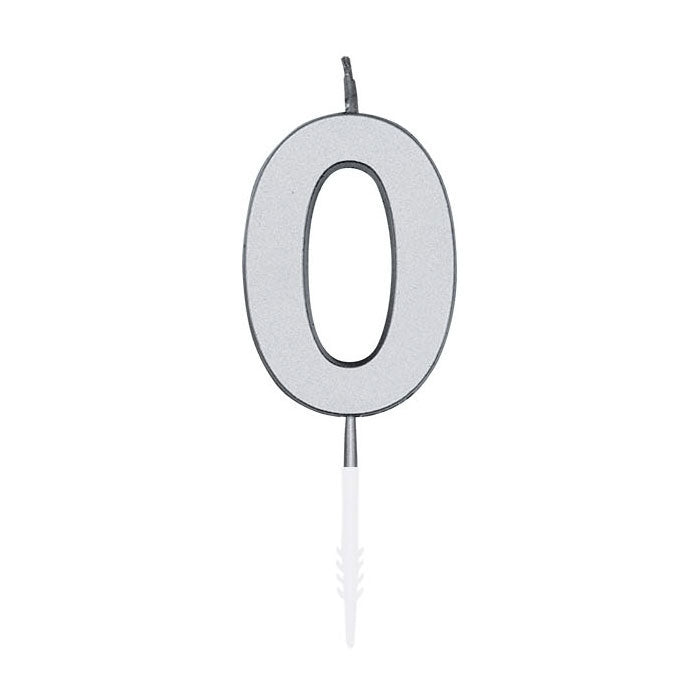 Afbeelding laden in galerijviewer, Globos taartkaars 4,5cm metallic zilver no. 0
