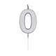 Globos taartkaars 4,5cm metallic zilver no. 0