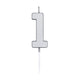Globos taartkaars 4,5cm metallic zilver no. 1