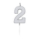 Globos taartkaars 4,5cm metallic zilver no. 2