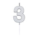 Globos taartkaars 4,5cm metallic zilver no. 3