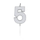 Globos taartkaars 4,5cm metallic zilver no. 5