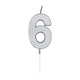Globos taartkaars 4,5cm metallic zilver no. 6
