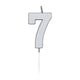 Globos taartkaars 4,5cm metallic zilver no. 7