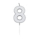 Globos taartkaars 4,5cm metallic zilver no. 8