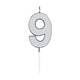 Globos taartkaars 4,5cm metallic zilver no. 9