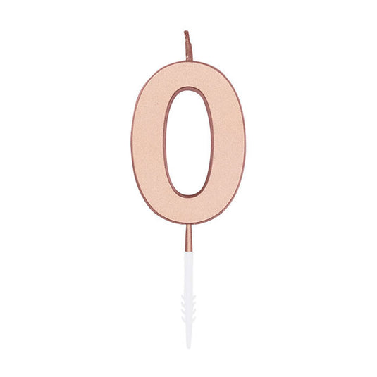 Globos taartkaars 4,5cm metallic rose goud no. 0