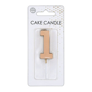 Globos taartkaars 4,5cm metallic rose goud no. 1