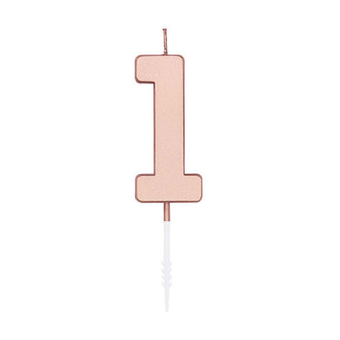Globos taartkaars 4,5cm metallic rose goud no. 1