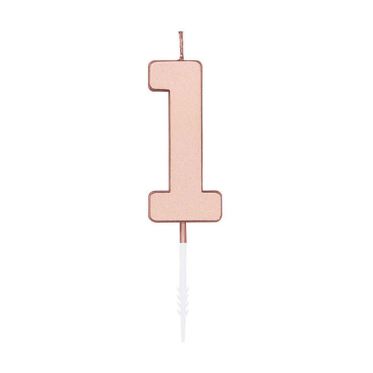 Globos taartkaars 4,5cm metallic rose goud no. 1